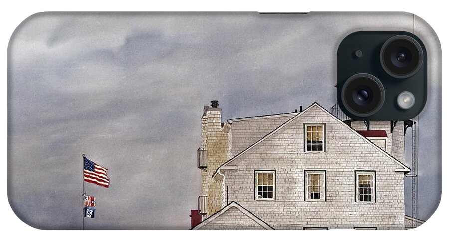The Coast Guard Station At Point Judith iPhone Case featuring the painting The Sentinel by Monte Toon