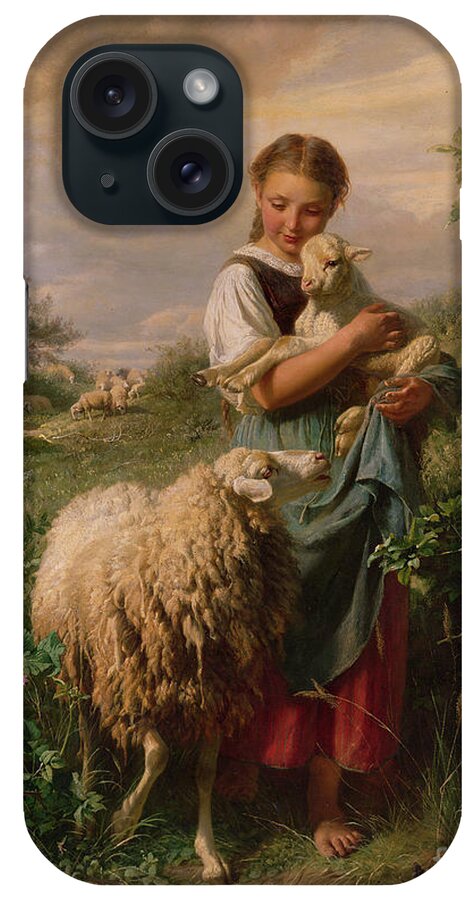 #faatoppicks iPhone Case featuring the painting The Shepherdess by Johann Baptist Hofner