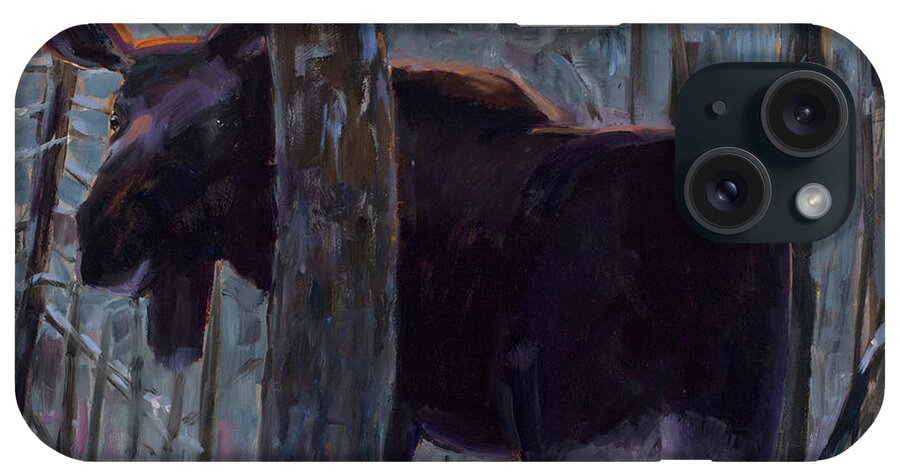 Moose iPhone Case featuring the painting The Shy One by Billie Colson