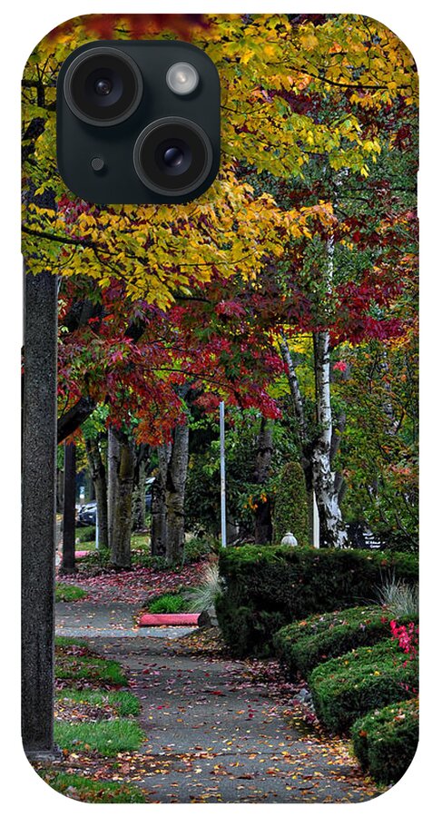 Autumn-colors iPhone Case featuring the photograph The Sidewalk And Fall by Kirt Tisdale
