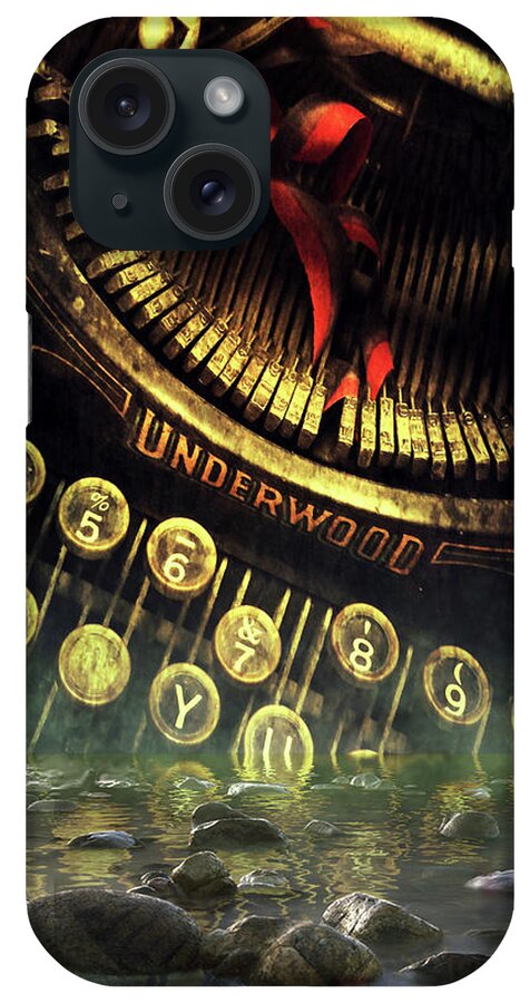 Underwood Typewriter iPhone Case featuring the photograph The Sinking of Old Technology by Peggy Dietz