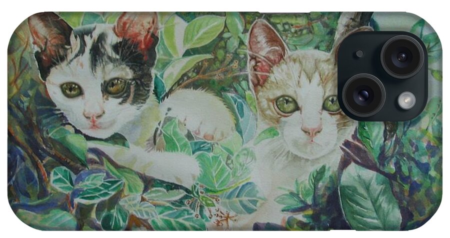 Cats iPhone Case featuring the painting The Sisters by Sukalya Chearanantana