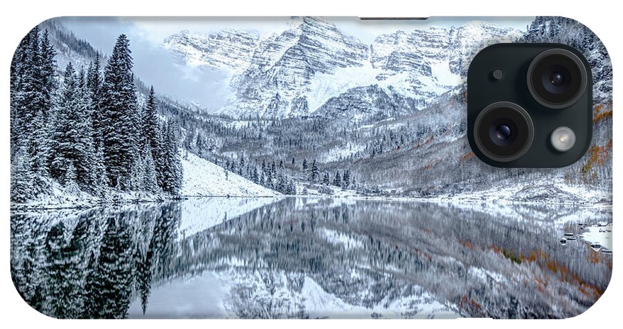 America iPhone Case featuring the photograph The Snowy Bells - Maroon Bells Aspen Colorado by Gregory Ballos