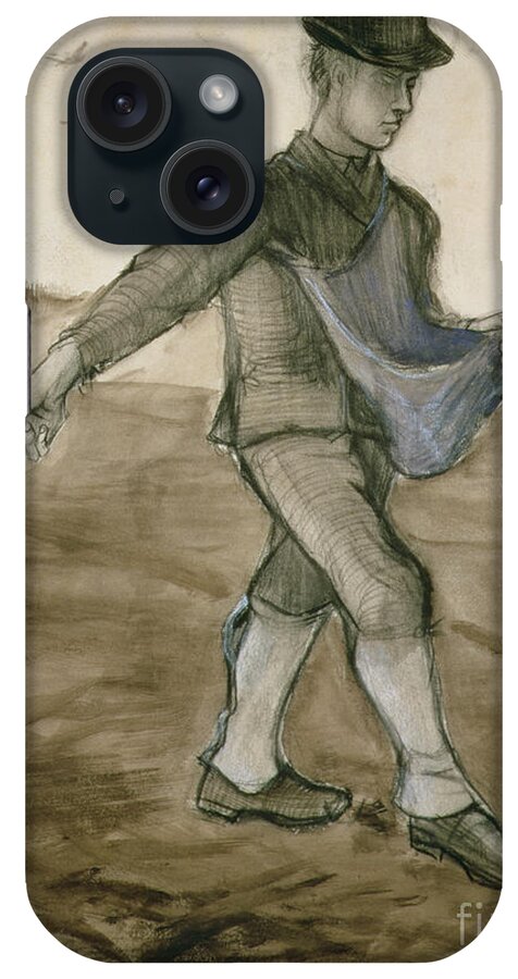 The Sower iPhone Case featuring the drawing The Sower, 1881 by Vincent Van Gogh