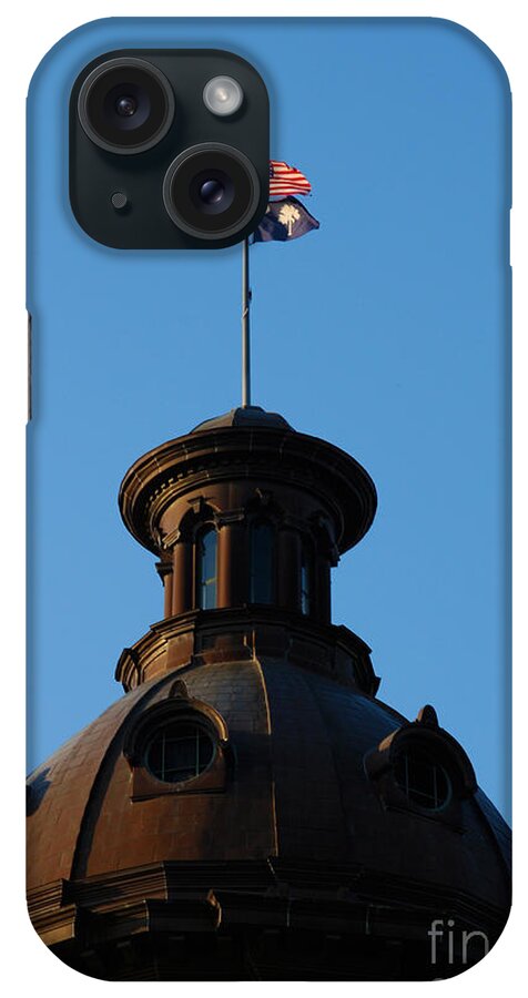 Capitol iPhone Case featuring the photograph The State Flag of South Carolina in Columbia SC by Susanne Van Hulst