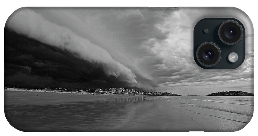 Gloucester iPhone Case featuring the photograph The Storm Rolling in to Good Harbor Beach Gloucester MA Black and White by Toby McGuire