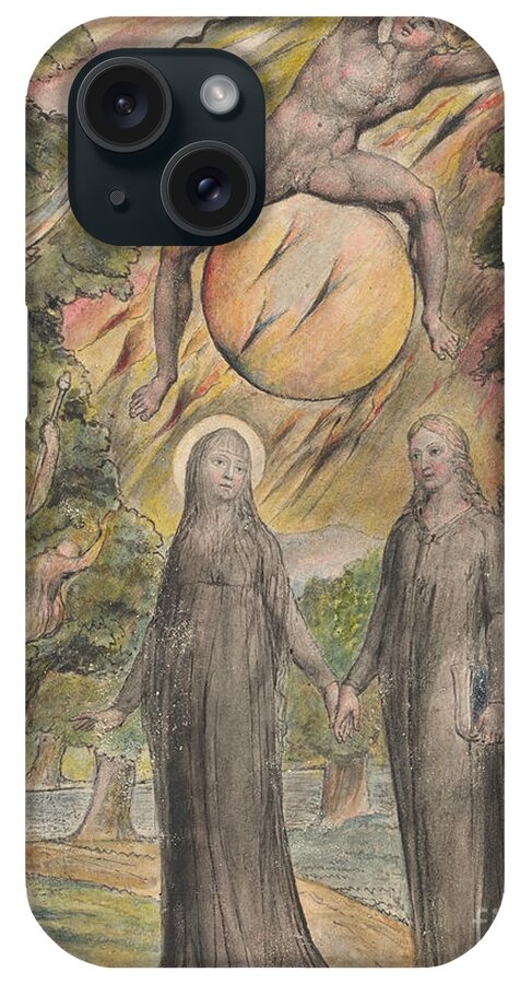 William Blake iPhone Case featuring the painting The Sun in his Wrath by MotionAge Designs