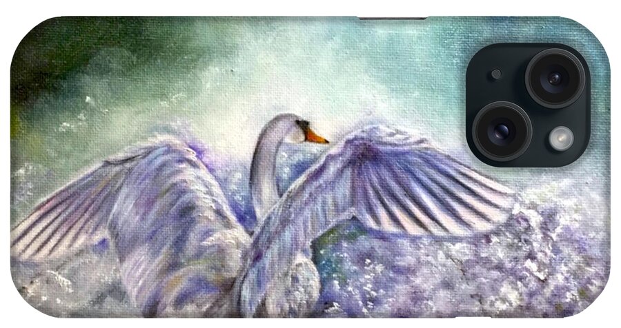 Swan iPhone Case featuring the painting The Swan's Song by Dr Pat Gehr