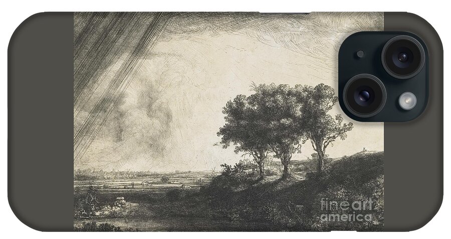 Rembrandt iPhone Case featuring the drawing The Three Trees by Rembrandt