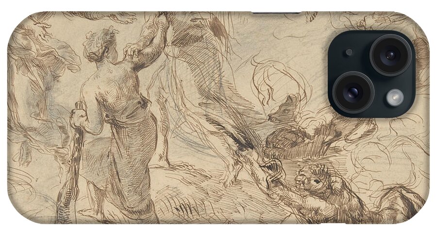 19th Century Art iPhone Case featuring the drawing The Triumph of Genius over Envy by Eugene Delacroix