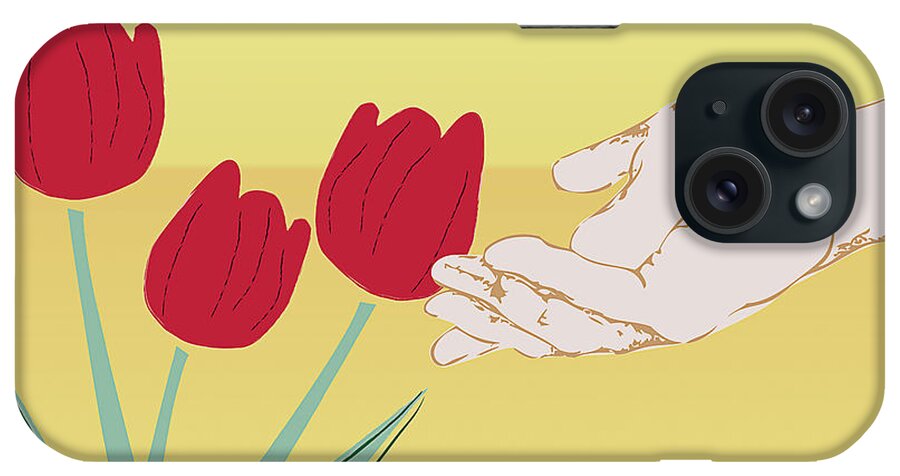 Green iPhone Case featuring the digital art The Tulips by Milena Ilieva