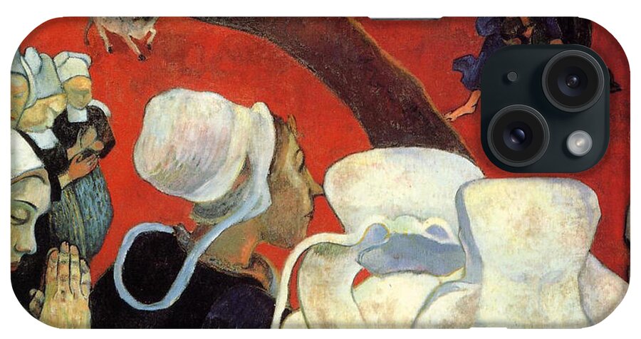 Angel iPhone Case featuring the painting The Vision After the Sermon - Jacob wrestling with the Angel by Paul Gauguin