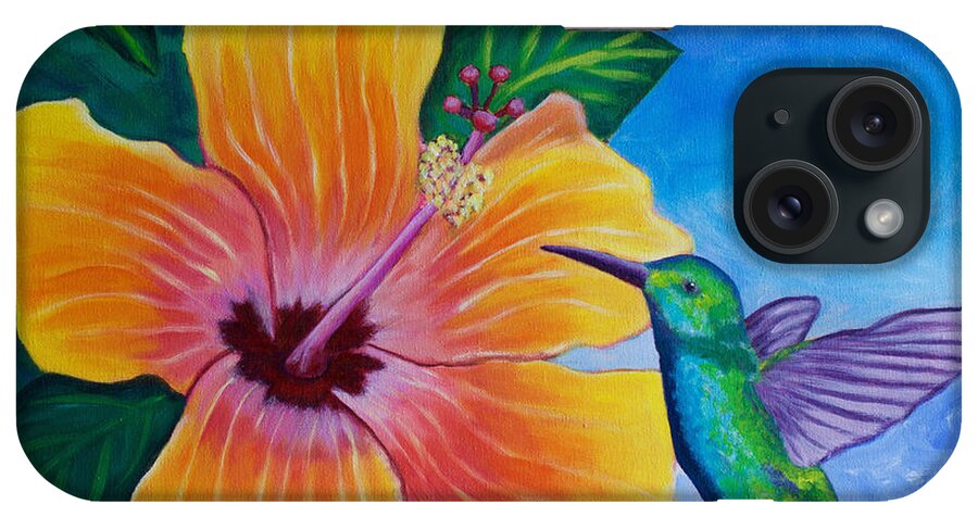 Hibiscus Flower iPhone Case featuring the painting The Visitor by Laura Forde