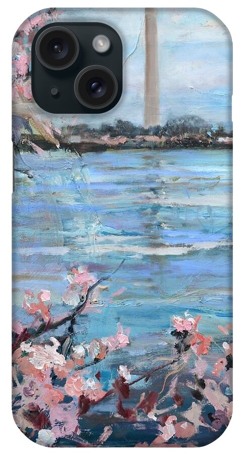 Capitol iPhone Case featuring the painting The Washington Monument at Cherry Blossom Festival Painting by Donna Tuten