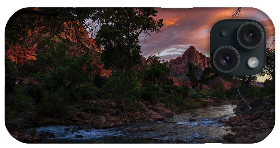 Adventure iPhone Case featuring the photograph The Watchman along the Virgin River Sunset by Scott McGuire