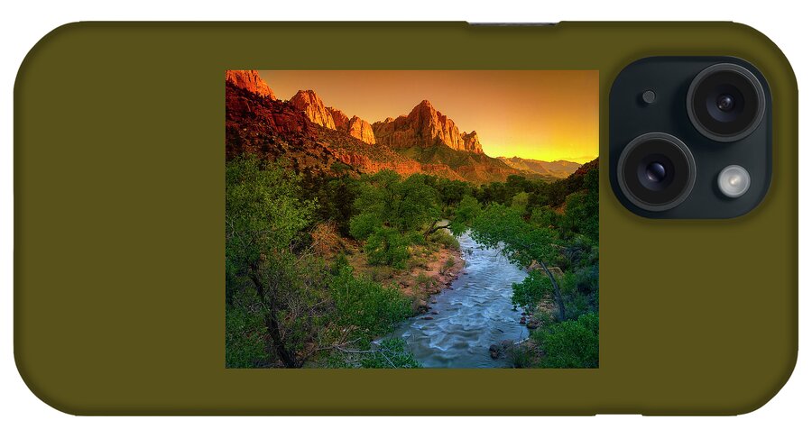 Mark Miller Photos iPhone Case featuring the photograph The Watchman Sunset by Mark Miller