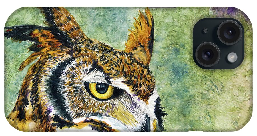 Great Horned Owl iPhone Case featuring the painting The Who by Jan Killian