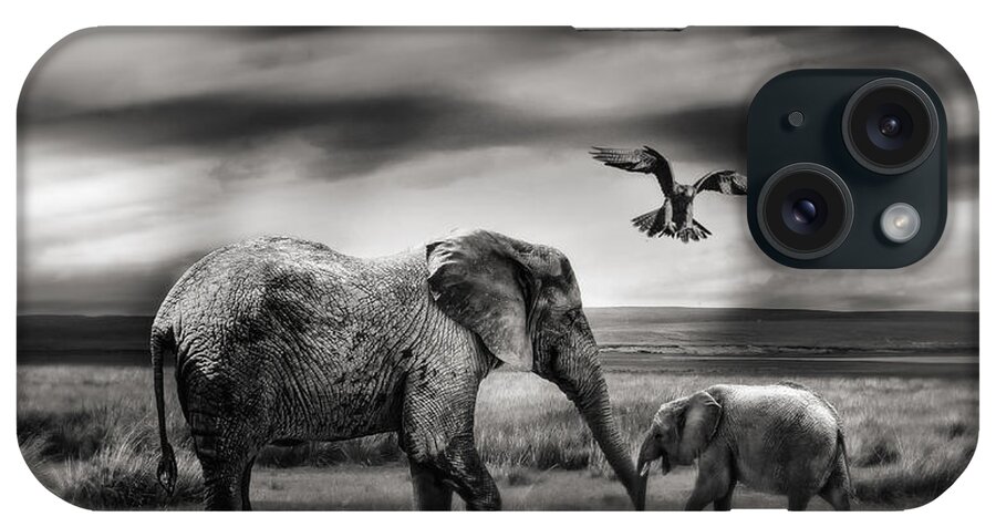Elephants iPhone Case featuring the photograph The wild by Christine Sponchia