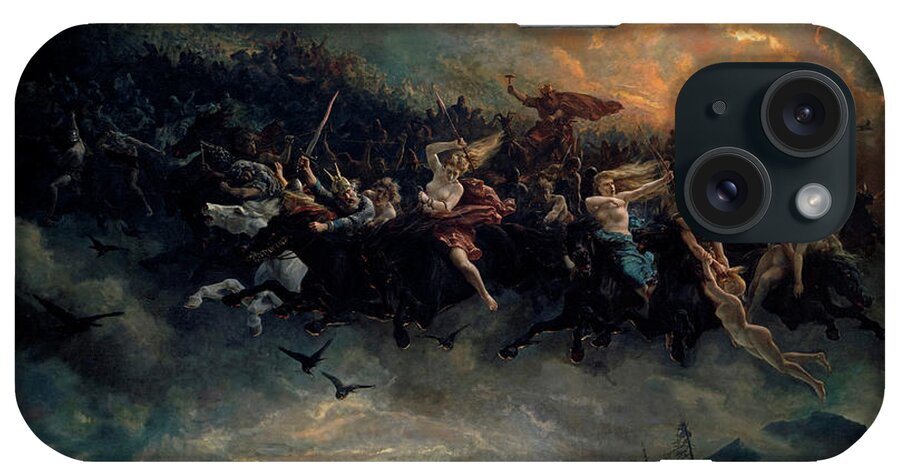 Norse Gods iPhone Case featuring the painting The wild Hunt of Odin by Peter Nicolai Arbo