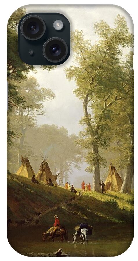 The iPhone Case featuring the painting The Wolf River - Kansas by Albert Bierstadt