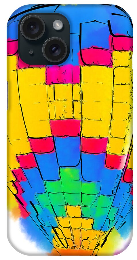 Hot-air iPhone Case featuring the digital art The Yellow And Blue Balloon by Kirt Tisdale