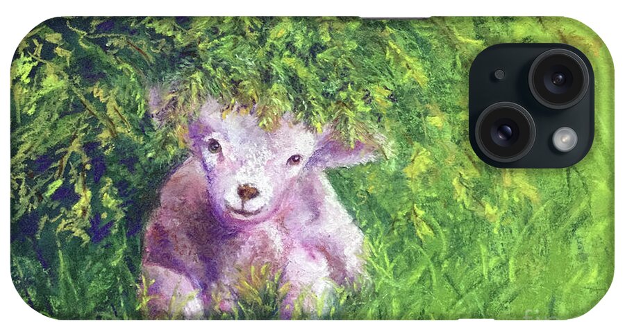 Lamb iPhone Case featuring the painting There you are by Susan Sarabasha