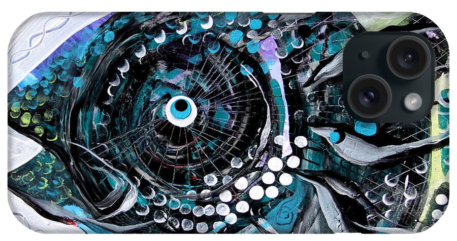 #fishart #art #fish #artfish #abstract #abstractfish #cool #painting #blue #scarpace iPhone Case featuring the painting Things Are Looking Up by J Vincent Scarpace