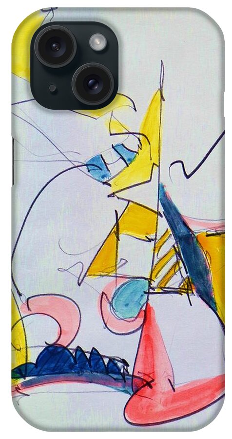 Abstract iPhone Case featuring the painting Think About It by John Kaelin