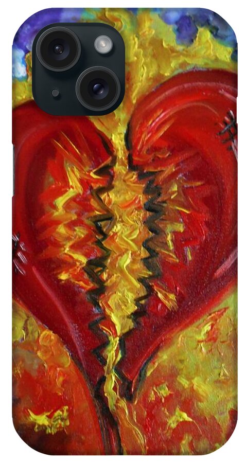 Brokenhearts iPhone Case featuring the painting This Old Heart of Mine by Yesi Casanova
