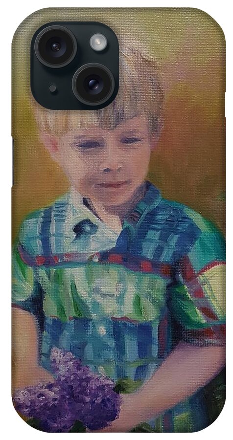 Boy iPhone Case featuring the painting Thomas age 3 by Sharon Casavant