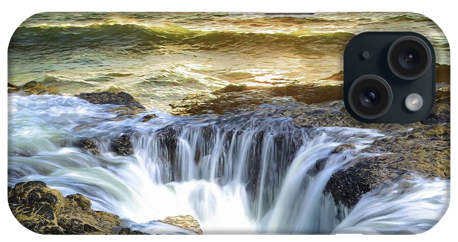 Thor's Well iPhone Case featuring the digital art Thor's Well - Oregon Coast by Russ Harris