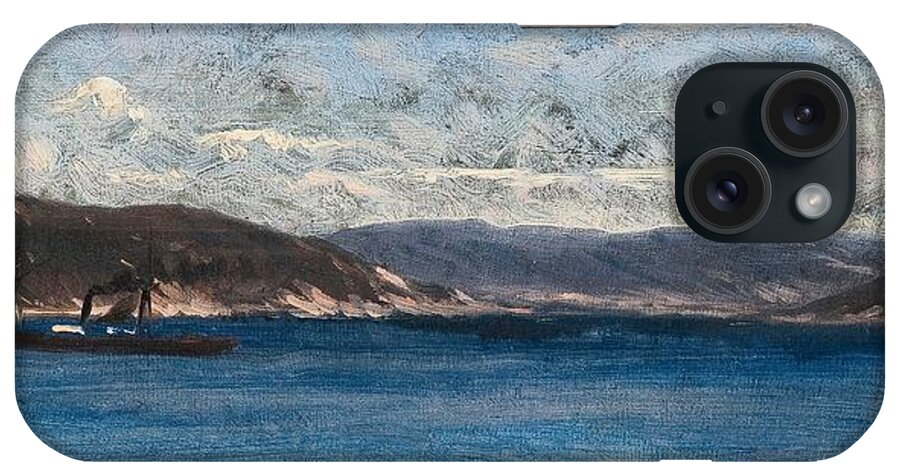 Thorsten Waenerberg iPhone Case featuring the painting Thorsten Waenerberg A Ship By The Shore. by Celestial Images