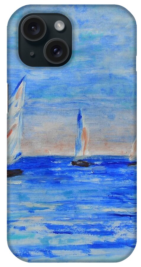 Sailboats iPhone Case featuring the painting Three Boats by Jamie Frier