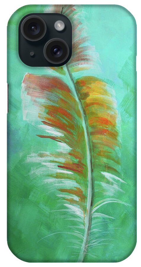 Feather iPhone Case featuring the painting Three Feathers triptych-left panel by Agata Lindquist