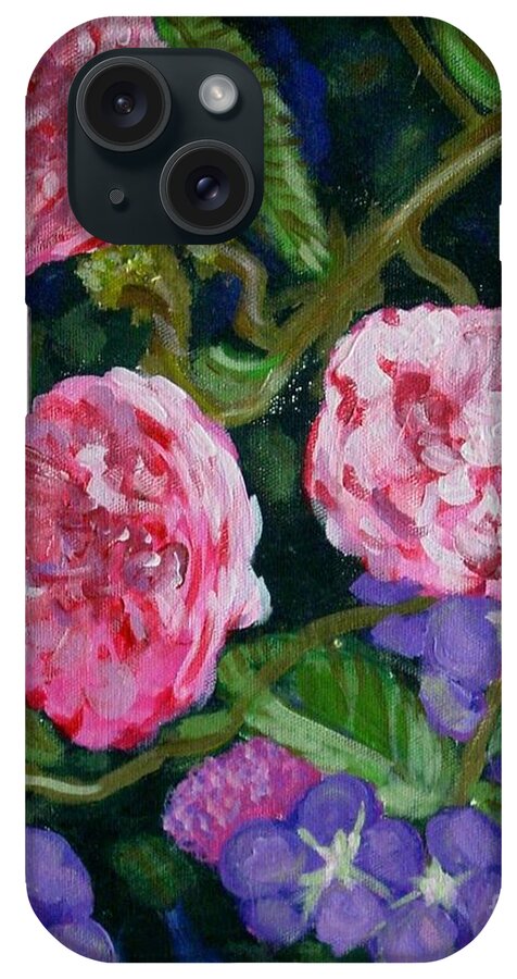 Roses iPhone Case featuring the painting Three for the Show by Laurie Morgan