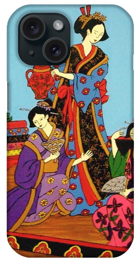 Geishas iPhone Case featuring the painting Three Geishas by Stephanie Moore