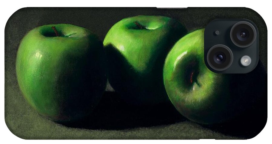 Still Life iPhone Case featuring the painting Three Green Apples by Frank Wilson