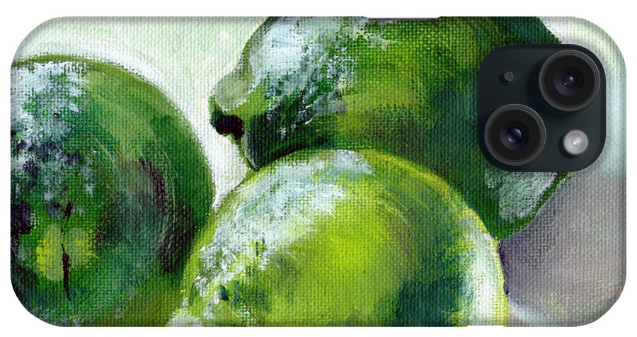 Food iPhone Case featuring the painting Three Limes by Sarah Lynch
