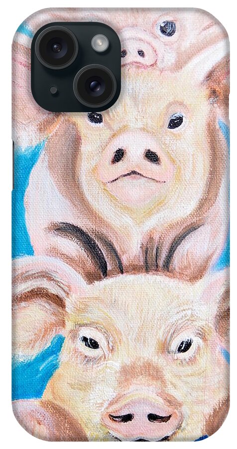 Pigs iPhone Case featuring the painting Three Little Pigs by Melissa Torres