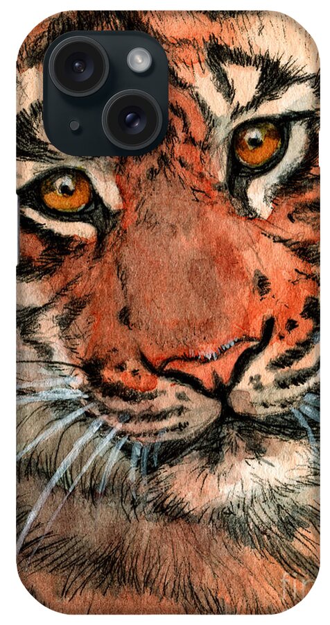 Tiger iPhone Case featuring the painting Tiger 884 by Svetlana Ledneva-Schukina