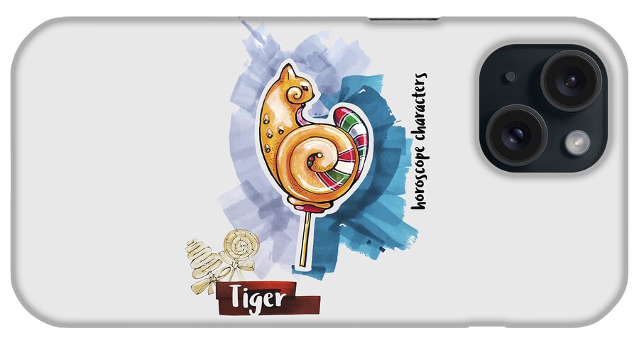 Zodiac iPhone Case featuring the drawing Tiger Horoscope by Ariadna De Raadt