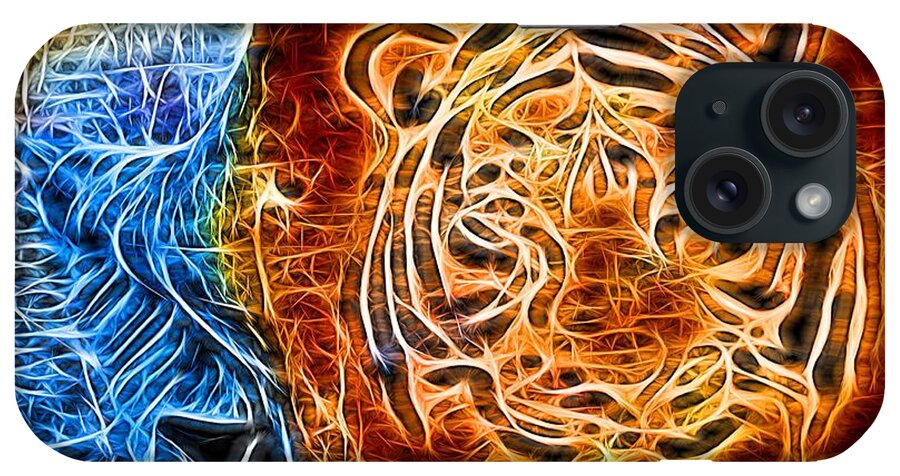Aged iPhone Case featuring the photograph Neon Face of Tiger by John Williams