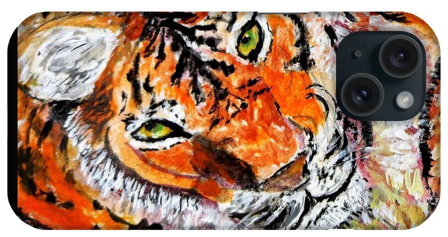 Tiger iPhone Case featuring the painting Look into My Eyes by Anne Sands