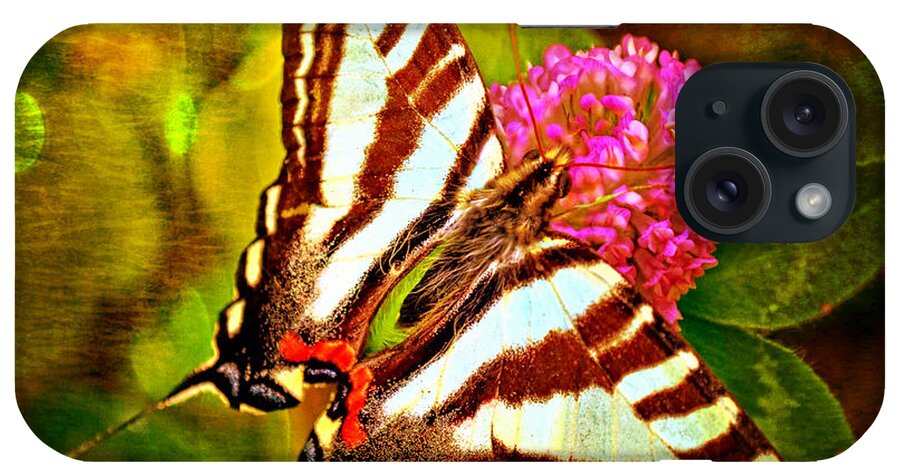 Nature iPhone Case featuring the photograph Zebra Swallowtail Butterfly - Digital Paint 3 by Debbie Portwood