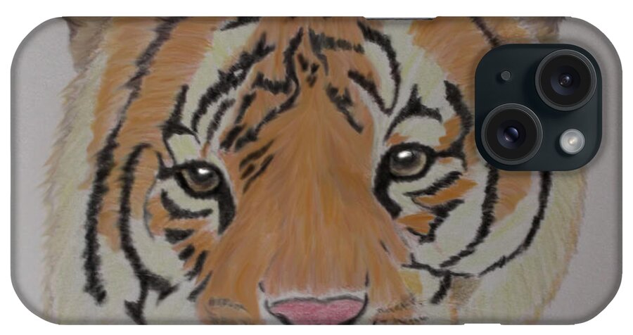 Tiger iPhone Case featuring the mixed media Tiger Tiger by Cynthia Adams