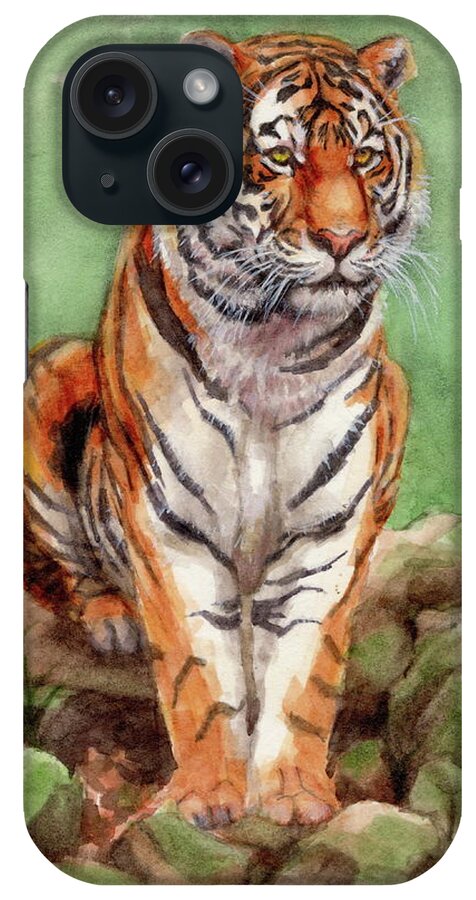 Tiger iPhone Case featuring the painting Tiger Watercolor Sketch by Margaret Stockdale