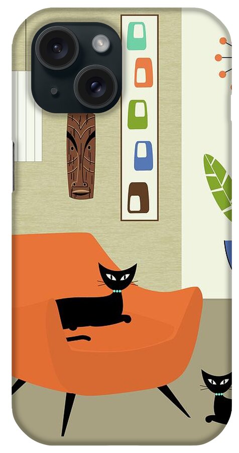 George Nelson Ball Clock iPhone Case featuring the digital art Tikis on the Wall by Donna Mibus