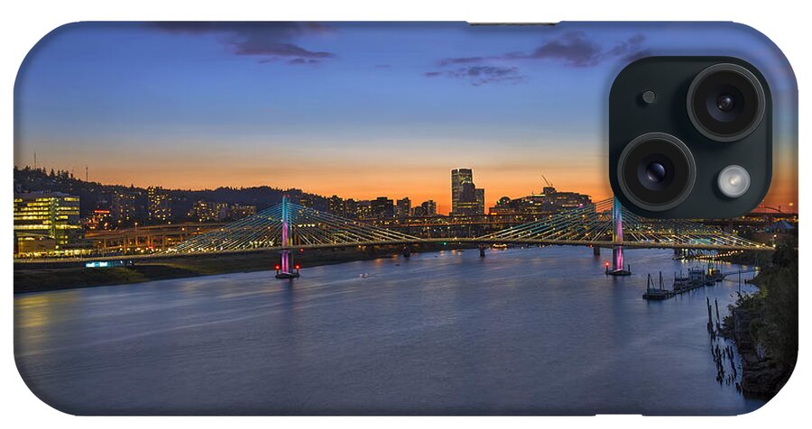 Tilikum Crossing iPhone Case featuring the photograph Tilikum Crossing Aesthetic Lights at Twilight by David Gn