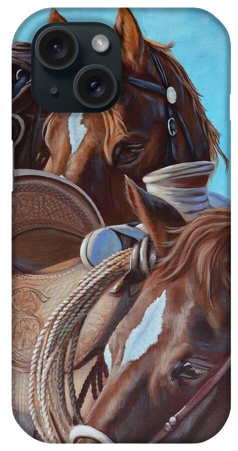 Horses iPhone Case featuring the painting Time Out by Cindy Welsh