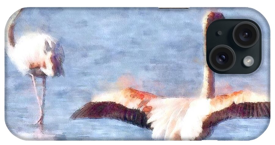 Flamingo iPhone Case featuring the painting Time To Spread Your Wings by Taiche Acrylic Art
